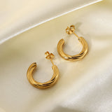 316L Stainless Steel CC Shape Twisted Hoop Earrings For Women