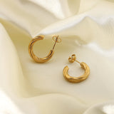 316L Stainless Steel CC Shape Twisted Hoop Earrings For Women