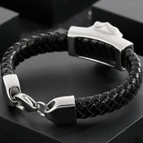 316L Stainless Steel Animal Bracelet Men Bangle Leather Wrap