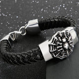 316L Stainless Steel Animal Bracelet Men Bangle Leather Wrap