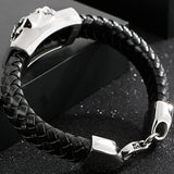 316L Stainless Steel Animal Bracelet Men Bangle Leather Wrap