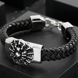 316L Stainless Steel Animal Bracelet Men Bangle Leather Wrap