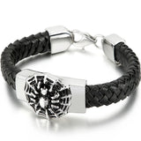 316L Stainless Steel Animal Bracelet Men Bangle Leather Wrap