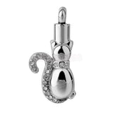 316L Stainless Steel Cat Urn Necklace Keepsake Memorial Cremation Pendant