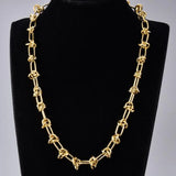 316L Stainless Steel Chains Statement Necklaces For Women Golden Texture Collar