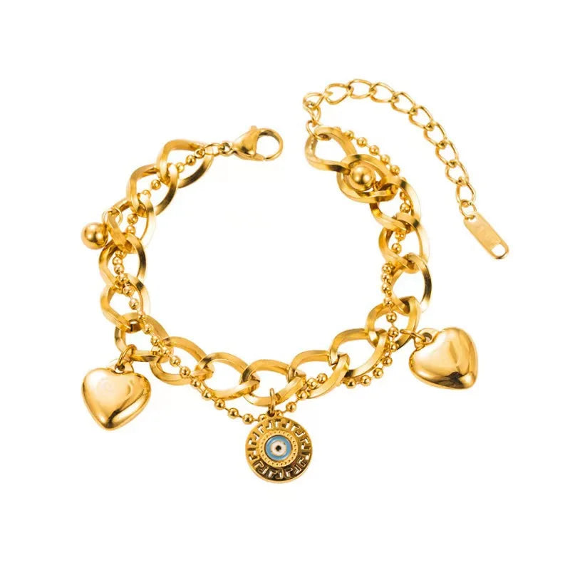 316L Stainless Steel Charm Bracelet Devil's Eye Vintage Punk Jewelry