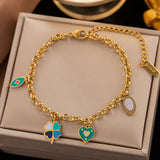 316L Stainless Steel Charm Hip Hop Drop Flower Eye Love Bracelet
