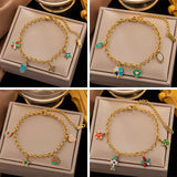 316L Stainless Steel Charm Hip Hop Drop Flower Eye Love Bracelet