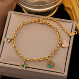 316L Stainless Steel Charm Hip Hop Drop Flower Eye Love Bracelet