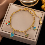 316L Stainless Steel Charm Hip Hop Drop Flower Eye Love Bracelet