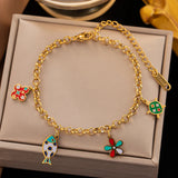 316L Stainless Steel Charm Hip Hop Drop Flower Eye Love Bracelet