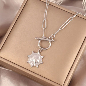 Vintage Coin Pendant Necklace for Women Thick Chain Choker