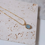 Stainless Steel Choker Necklace with Stone Pendant