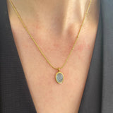 Stainless Steel Choker Necklace with Stone Pendant