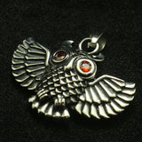 316L Stainless Steel Owl Red Stone Eye Pendant