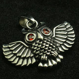 316L Stainless Steel Owl Red Stone Eye Pendant