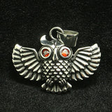 316L Stainless Steel Owl Red Stone Eye Pendant