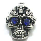 316L Stainless Steel Demon Skull Pendant with Red Stone Eye