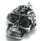 316L Stainless Steel Demon Skull Pendant with Red Stone Eye