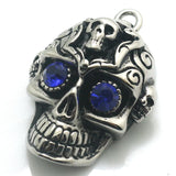 316L Stainless Steel Demon Skull Pendant with Red Stone Eye