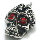 316L Stainless Steel Demon Skull Pendant with Red Stone Eye