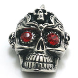 316L Stainless Steel Demon Skull Pendant with Red Stone Eye