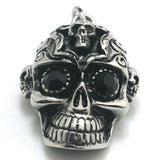 316L Stainless Steel Demon Skull Pendant with Red Stone Eye