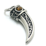 Vintage Stone Ox Horn Pendant Necklace