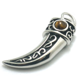 Vintage Stone Ox Horn Pendant Necklace