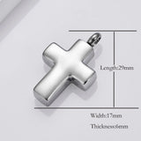 316L Stainless Steel Cross Memorial Urn Necklace Religious Cremation Ashes