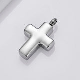 316L Stainless Steel Cross Memorial Urn Necklace Religious Cremation Ashes