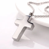 316L Stainless Steel Cross Memorial Urn Necklace Religious Cremation Ashes