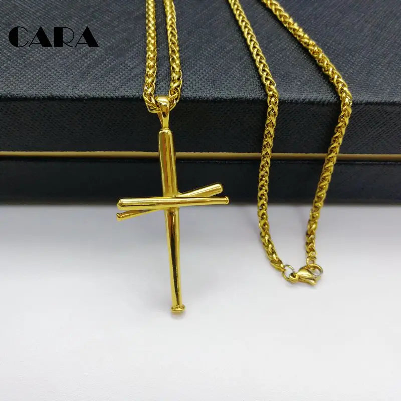 316L Stainless Steel Cross Necklace Iced Out Bling Bling Mens Hip Hop Jewelry