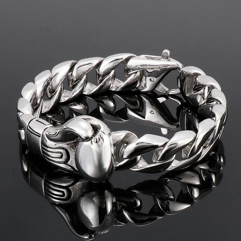 316L Stainless Steel Cuban Chain Bracelet Punk Style Men's Gloves Titanium Steel