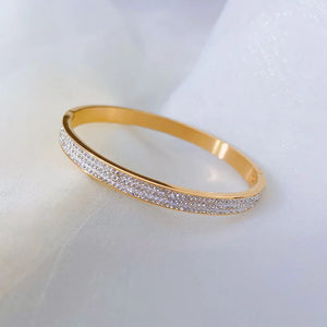 316L Stainless Steel Cuff Bracelet Women Cubic Zirconia