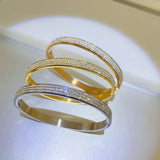 316L Stainless Steel Cuff Bracelet Women Cubic Zirconia
