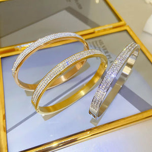 316L Stainless Steel Cuff Bracelet Women Cubic Zirconia