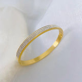 316L Stainless Steel Cuff Bracelet Women Cubic Zirconia
