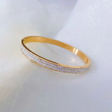 316L Stainless Steel Cuff Bracelet Women Cubic Zirconia