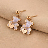 316L Stainless Steel Little Bear Earrings Sweet Romantic Ear Jewelry