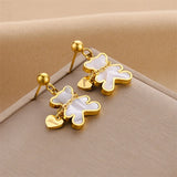 316L Stainless Steel Little Bear Earrings Sweet Romantic Ear Jewelry