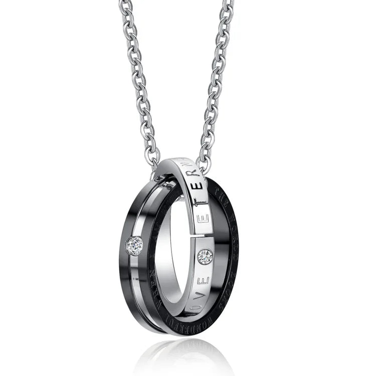 316L Stainless Steel Double Circle Love Choker Necklace