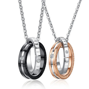 316L Stainless Steel Double Circle Love Choker Necklace