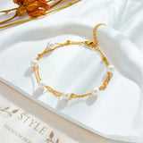 316L Stainless Steel Double Layer Pearl Charm Anklets For Women Girl