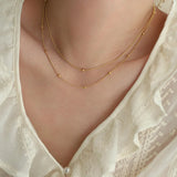 316L Stainless Steel Double Layer Small Bead Snake Bone Chain Necklace for Women