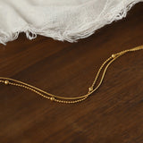316L Stainless Steel Double Layer Small Bead Snake Bone Chain Necklace for Women