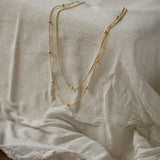 316L Stainless Steel Double Layer Small Bead Snake Bone Chain Necklace for Women