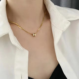 316L Stainless Steel Zircon Necklace Double Layer Women Ring Pendant