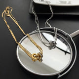 316L Stainless Steel Zircon Necklace Double Layer Women Ring Pendant
