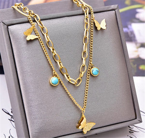 316L Stainless Steel Double layer Collar Chain Necklace